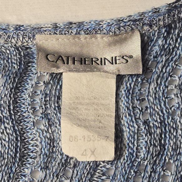 Catherines Womens 4X Sweater Plus Blue, Purple, Gray Short Sleeves Loose Knit - Picture 6 of 6
